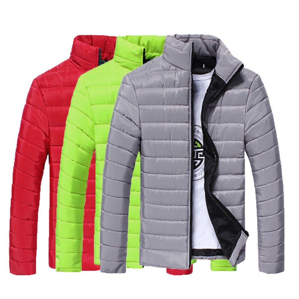 Boys Men Warm Stand Collar Slim Winter Zip Coat Outwear Jacket