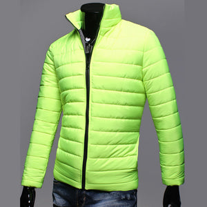 Boys Men Warm Stand Collar Slim Winter Zip Coat Outwear Jacket