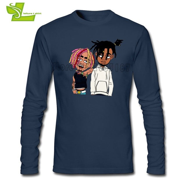 Smoke Lil Pump And XXXTENTACION T Shirt Adult New Simple Tshirts Casual T-Shirts Man Long Sleeve Crew Neck Teenboys Top