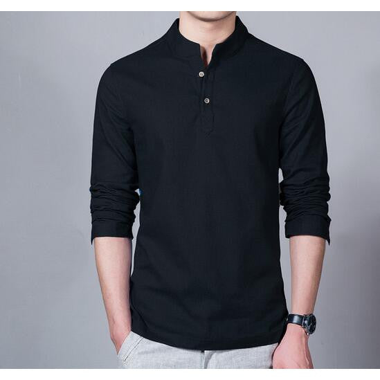 Men 's Long Sleeved Shirt Men' s Cotton and Linen Shirt