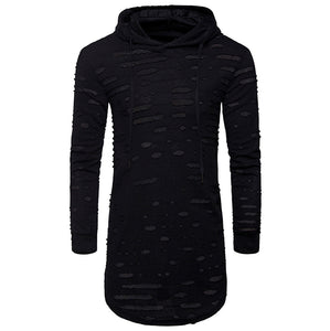 Men's Fashion  Hoodie Hole Long Sleeve T Shirt Casual Top Blouse