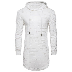 Men's Fashion  Hoodie Hole Long Sleeve T Shirt Casual Top Blouse