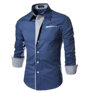 Bursts of British Sundries Trendy Shirt Hit Color Men Long-sleeved Shirt