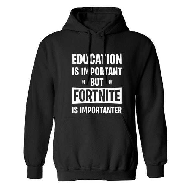 sweatshirt 2018 winter fleece hip-hop brand tracksuits pullovers men Education Is Important But FORTNITE Is Importanter hoodies