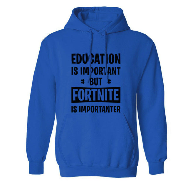 sweatshirt 2018 winter fleece hip-hop brand tracksuits pullovers men Education Is Important But FORTNITE Is Importanter hoodies