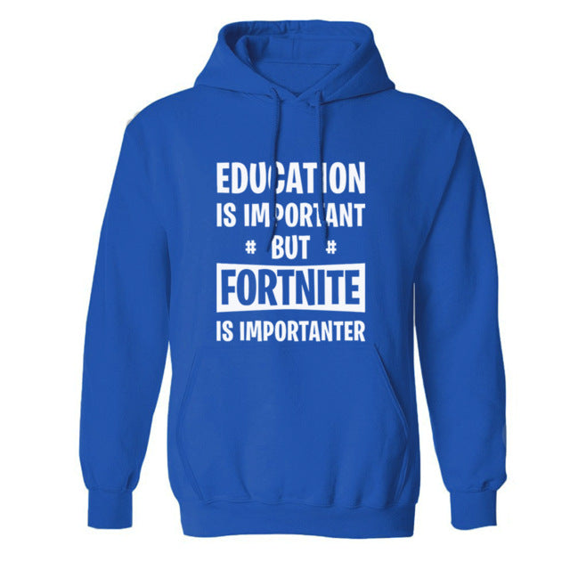 sweatshirt 2018 winter fleece hip-hop brand tracksuits pullovers men Education Is Important But FORTNITE Is Importanter hoodies