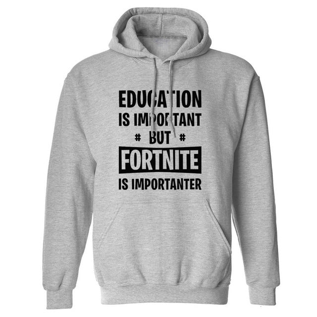 sweatshirt 2018 winter fleece hip-hop brand tracksuits pullovers men Education Is Important But FORTNITE Is Importanter hoodies