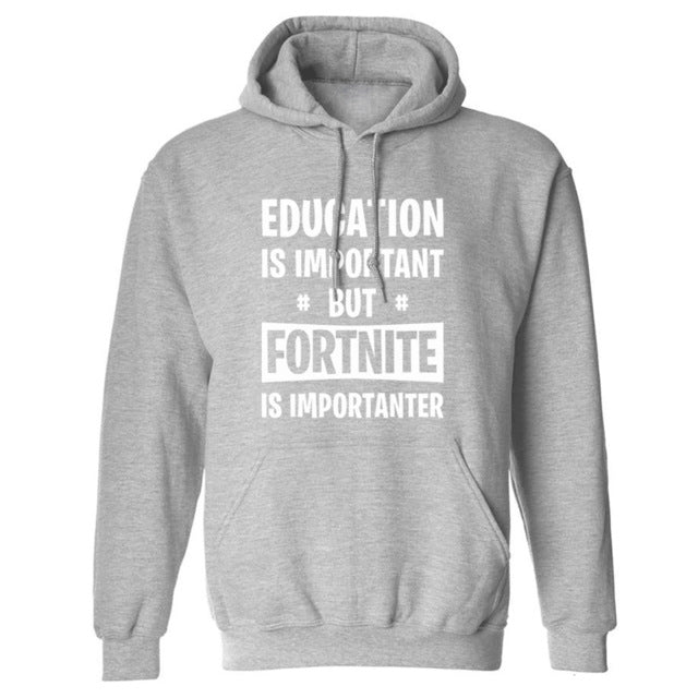 sweatshirt 2018 winter fleece hip-hop brand tracksuits pullovers men Education Is Important But FORTNITE Is Importanter hoodies