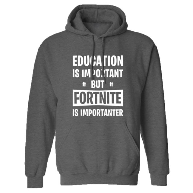 sweatshirt 2018 winter fleece hip-hop brand tracksuits pullovers men Education Is Important But FORTNITE Is Importanter hoodies