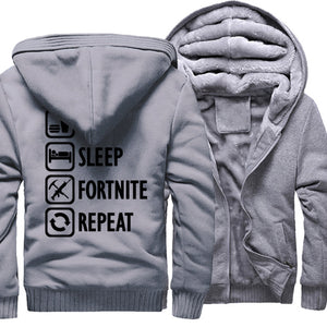 Eat Sleep Fortnite Repeat hooded hoodies Fortnite harajuku sweatshirts men coats 2018 winter wool liner man's jacket thicken pp