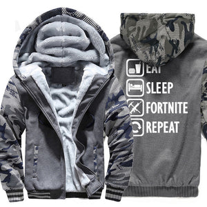 Eat Sleep Fortnite Repeat hooded hoodies Fortnite harajuku sweatshirts men coats 2018 winter wool liner man's jacket thicken pp