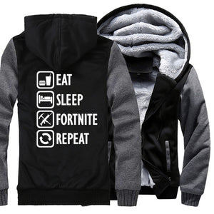 Eat Sleep Fortnite Repeat hooded hoodies Fortnite harajuku sweatshirts men coats 2018 winter wool liner man's jacket thicken pp